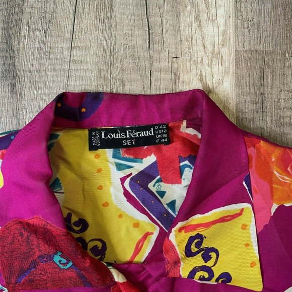 Louis Feraud Set Womens Pink Long Sleeve Collared Button Up Shirt Top Size 12 - Picture 12 of 12